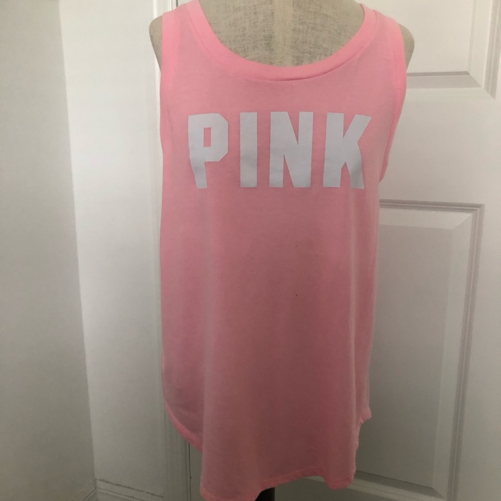 Pink Sleeveless Open Back Tank Top